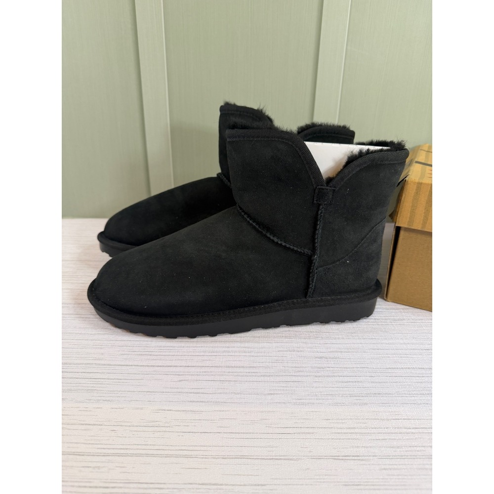 Kirkland Signature Women Black Shearling Ankle Boots Suede Winter Shoes Size 10